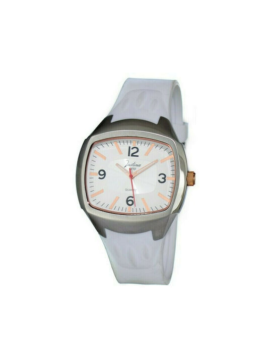 Justina Watch with White Rubber Strap