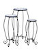 Auxiliary Outdoor Free Standing Table with Ceramic Surface and Metal Frame Blue 30x30x70cm