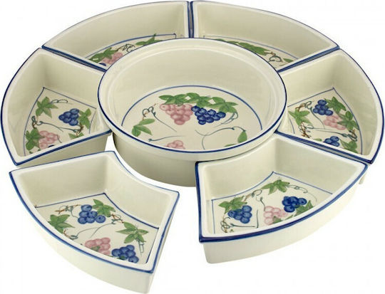 WM Collection Ορντεβιέρα 7 Θέσεων από Πορσελάνη Λευκή Ø45cm 7τμχ