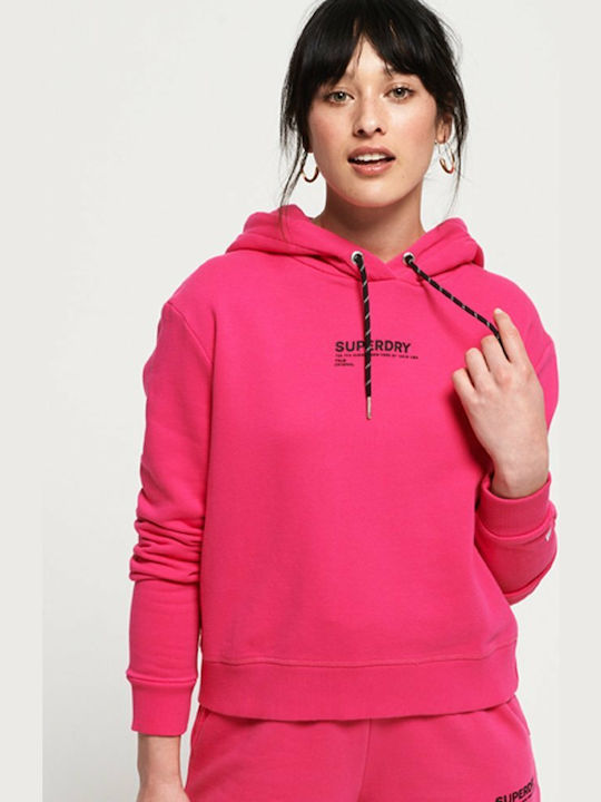 Superdry Elissa Cropped Hanorac pentru Femei Cu glugă Fuchsia