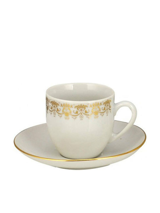 WM Collection N70055 Set Tassen Kaffee aus Porzellan Weiß 100ml 6Stück