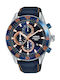 Lorus Watch Chronograph Battery with Blue Leather Strap RM341FX9