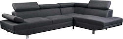 Sector Corner Fabric Sofa with Right Corner Charcoal 265x191cm