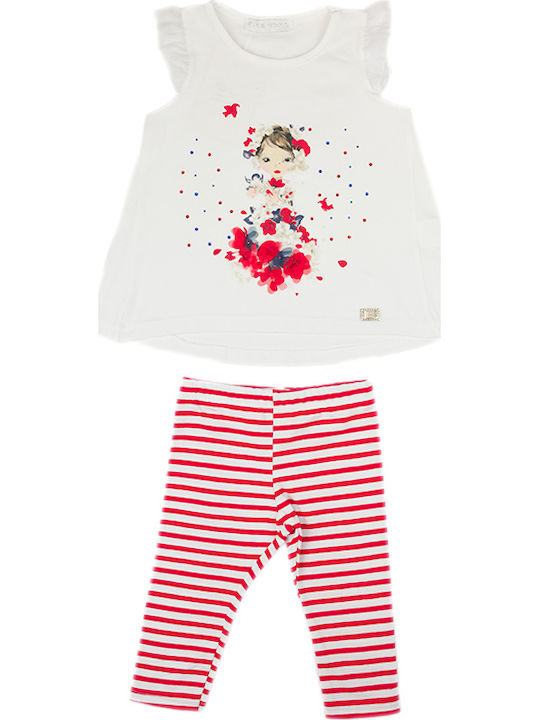 Εβίτα Kids Set with Leggings Summer 2pcs White