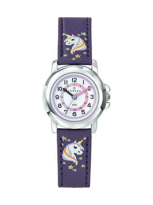 Certus Kids Analog Watch with Leather Strap Purple
