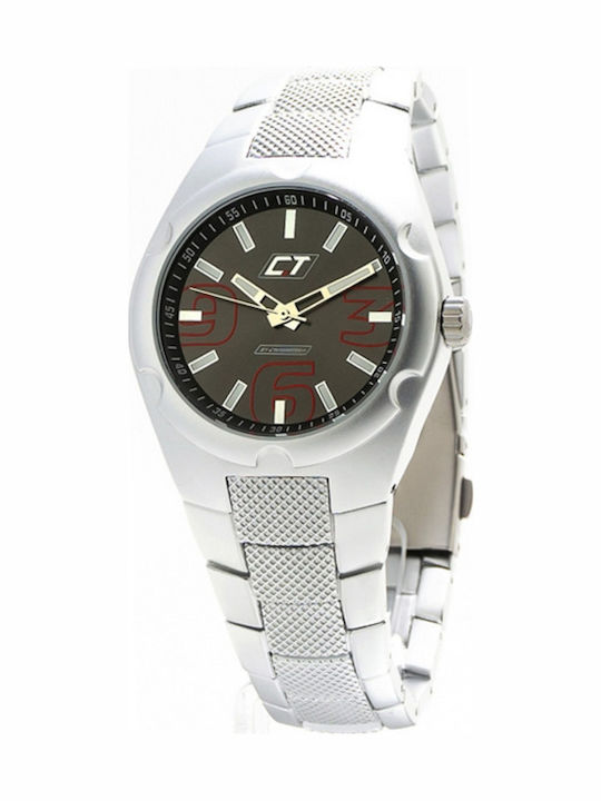Chronotech Herrenuhr 39mm Batterie mit Silber Metallarmband