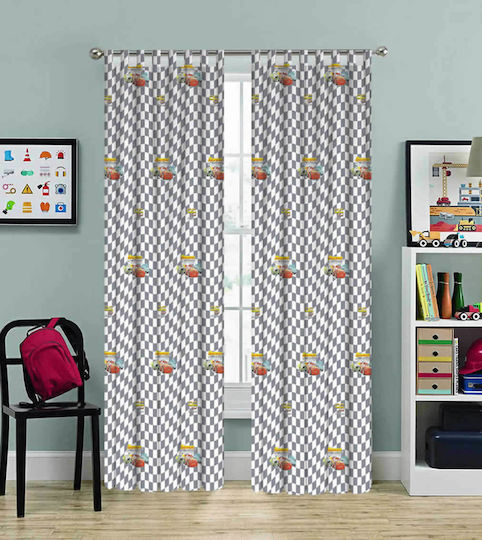 Disney Παιδική Κουρτίνα Cars 10139-6 με Τιράντες Γκρι 140x290εκ.