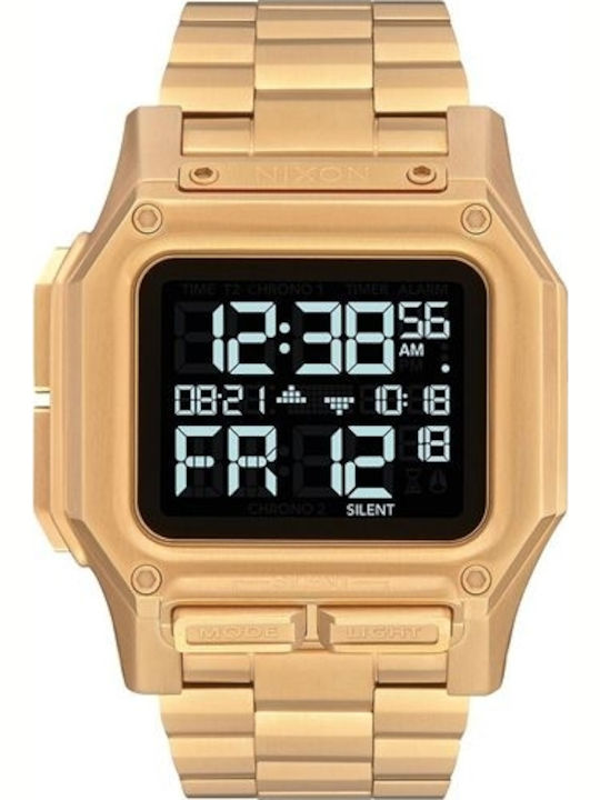 Nixon Regulus SS Дигитален Мъжки Часовник 46мм На Батарея с Златен Метален Гривна