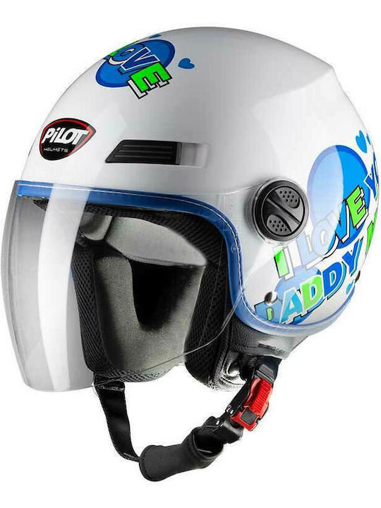 Pilot Fazer Junior Kids Jet Helmet ECE 22.05 900gr White / Blue