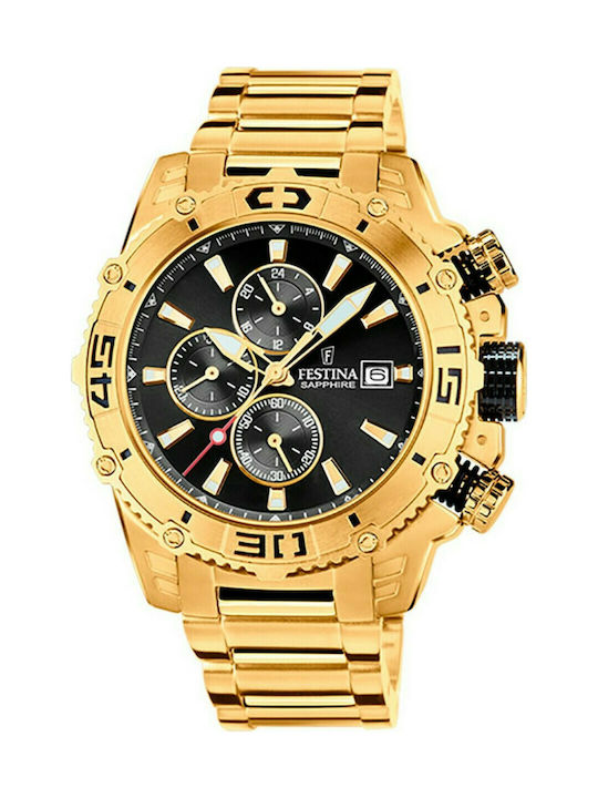 Festina Watch Chronograph Battery with Gold Metal Bracelet F20492/4