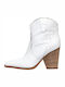 Sante Leather Women's Chelsea Boots with High Heel White