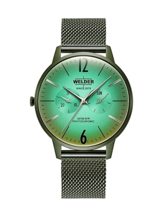 Welder Watch Chronograph Battery with Green Metal Bracelet WWRS419