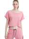 BodyTalk 1201-904128 Women's Athletic Cotton Blouse Short Sleeve with Boat Neckline Pink 1201-904128-00319