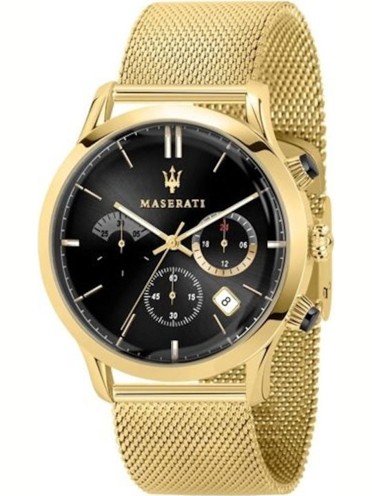 Maserati Royale Ανδρικό Ρολόι 42mm Χρονογράφος Μπαταρίας με Χρυσό Μεταλλικό Μπρασελέ