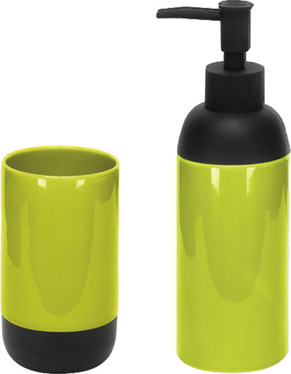 Kleine Wolke Kleine Wolke Bathroom Accessory Set Ceramic Green 2 Pieces