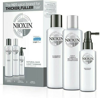 Nioxin System 1 Σετ Περιποίησης Μαλλιών κατά της Τριχόπτωσης με Σαμπουάν for Natural Hair with Light Thinning 3τμχ