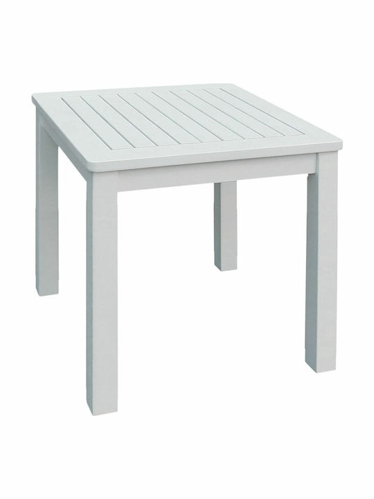 Ξύλινο Βοηθητικό Τραπέζι Εξωτερικού Χώρου Lugano Λευκό 45x45x45cm