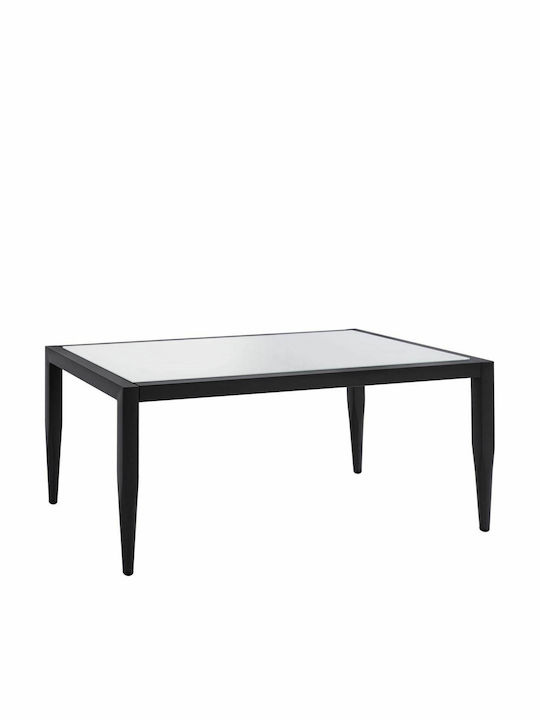 Sitting Room Outdoor Table with Glass Surface and Aluminum Frame Grey 100x58x46cm