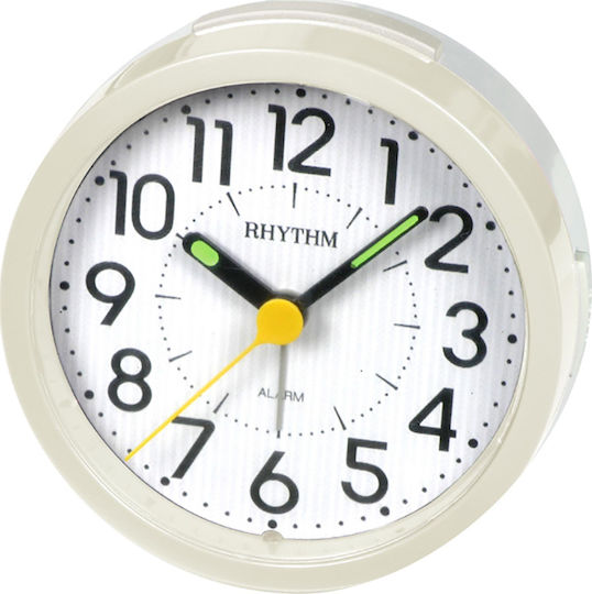 Rhythm Silent Tabletop Clock with Indicators with Alarm Clock CRE849WR03