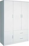 Τρίφυλλη Ντουλάπα Ρούχων Closet Λευκή 120x50x180cm
