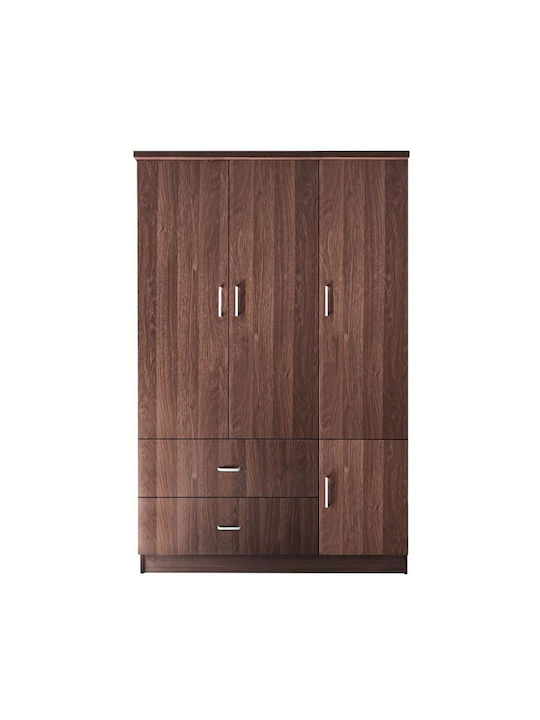 Triple Door Wardrobe Closet Walnut 120x50x180cm
