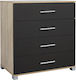 Wooden Chest of Drawers with 4 Drawers 75x40x83cm