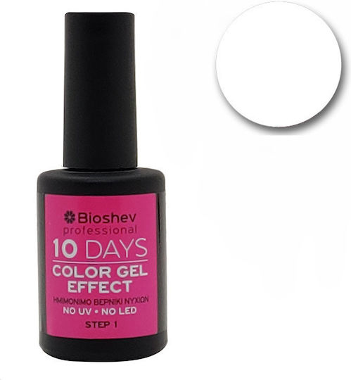 Bioshev Professional 10 Days Color Gel Effect Glossy Βερνίκι Νυχιών Μακράς Διαρκείας Λευκό 001 11ml
