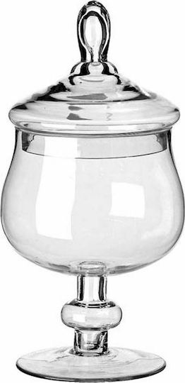 JK Home Decoration Φοντανιέρα Γυάλινη με Καπάκι και Πόδι 18x18x38cm Διάφανη