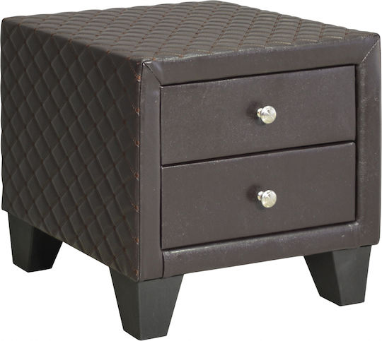 Elda με Δερματίνη Καφέ 45x39x45cm HM595.01