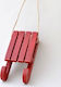 WOODEN SLED 10X5CM RED