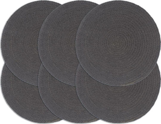 vidaXL Round Fabric Placemats Dark Grey 38cm 6pcs