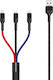 XO Плетена USB към Lightning / Type-C / micro USB Кабел 3Спецификация Многоцветен 1.2м (GSM095439)