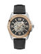 Guess Watch Automatic with Black Leather Strap W1308G1