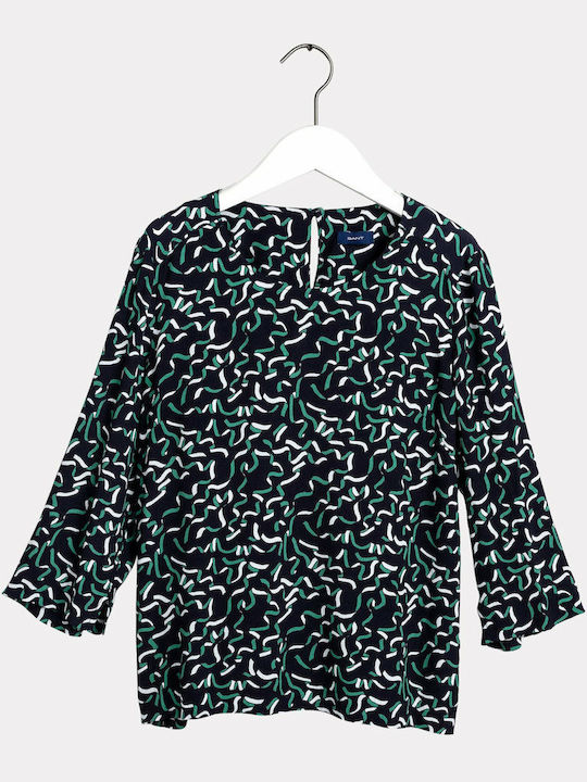 Gant Women's Blouse Cotton Long Sleeve Navy Blue