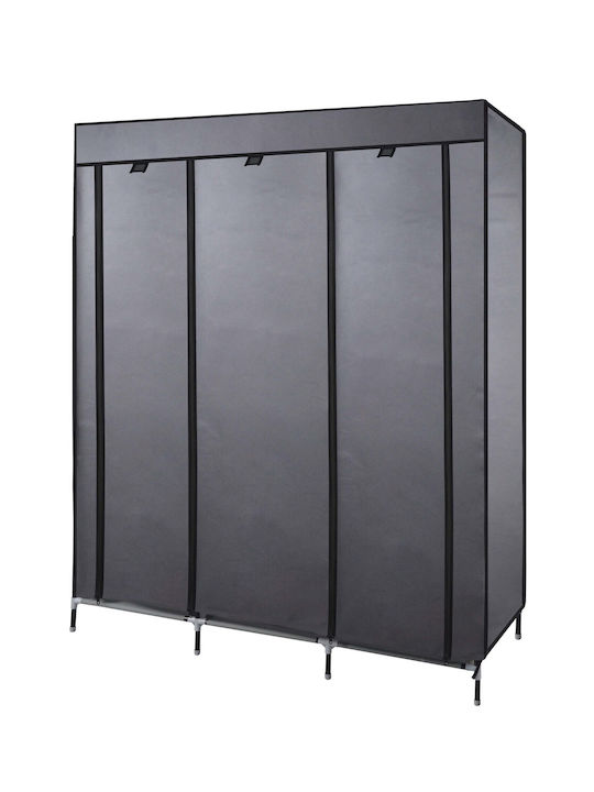 Bormann BPC1500 Fabric Wardrobe with Zipper and Shelves in Gray Color 130x45x175cm