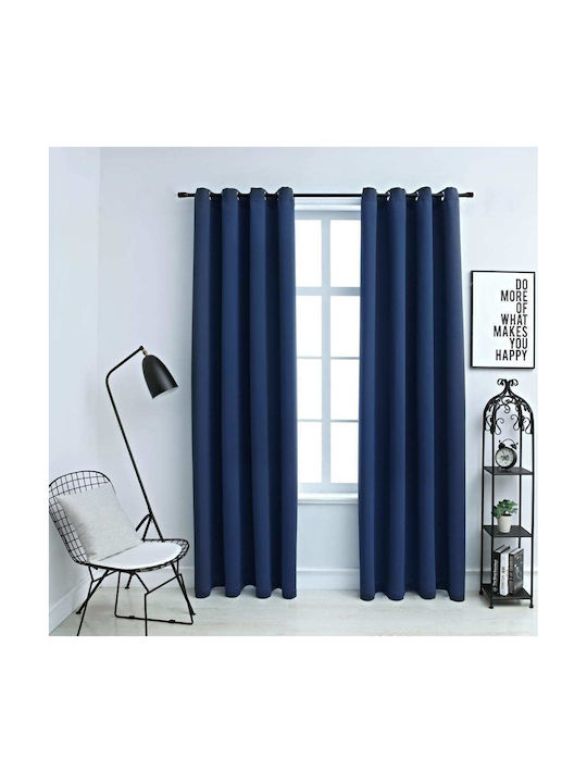 vidaXL Set of Blackout Curtains with Grommets B...