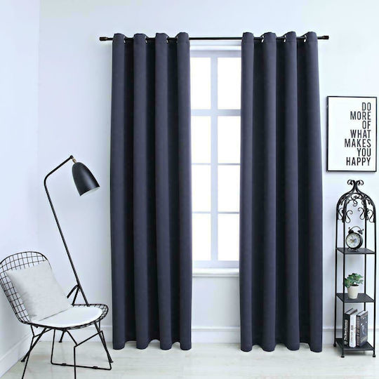 vidaXL vidaXL Vorhänge Fenster mit Grommet Zacie Grau 140x175cm