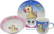 Ankor Feeding Set Σετ Φαγητού made of Porcelain Multicolour 3pcs