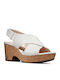 Clarks Anatomic Platform Leather Women's Sandals Maritsa Lara White with Chunky Medium Heel