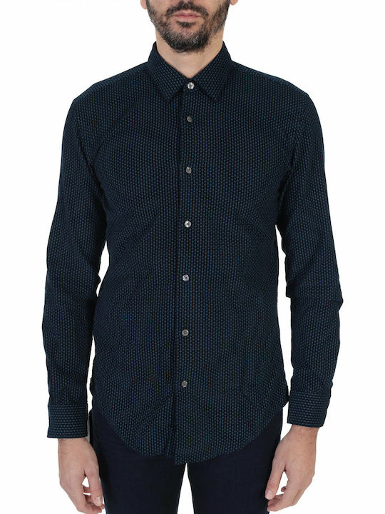 Hugo Boss Men's Shirt Long Sleeve Cotton Navy Blue