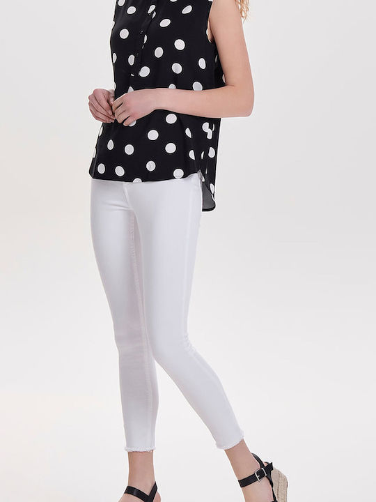 Blush High Waist Women's Jean Trousers in Skinny Fit White