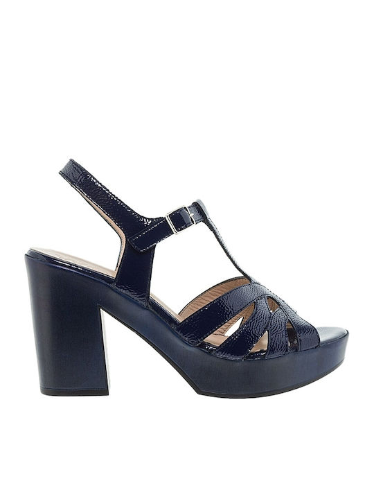 Wonders Sandalen aus Lackleder Marineblau