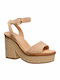 Ugg Australia Platform Suede Women's Sandals Laynce with Ankle Strap Beige with Chunky High Heel