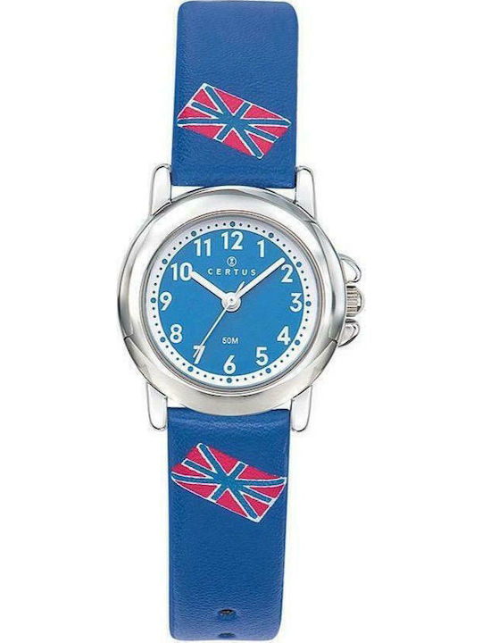 Certus Kinder-Analoguhr mit Lederarmband Blau
