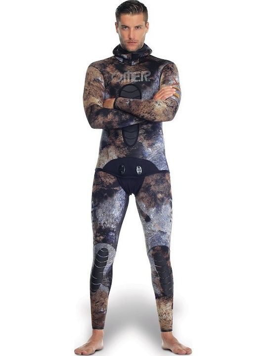 Omer Mix 3D Shaved Wetsuit Jacket With Chest Pad For Speargun Brown Camouflage 7mm