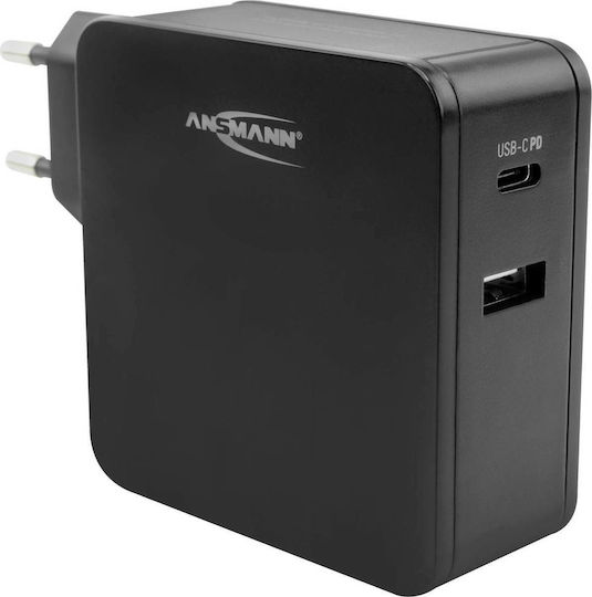 Ansmann Charger Without Cable with USB-A Port and USB-C Port 60W Power Delivery Blacks (254PD)
