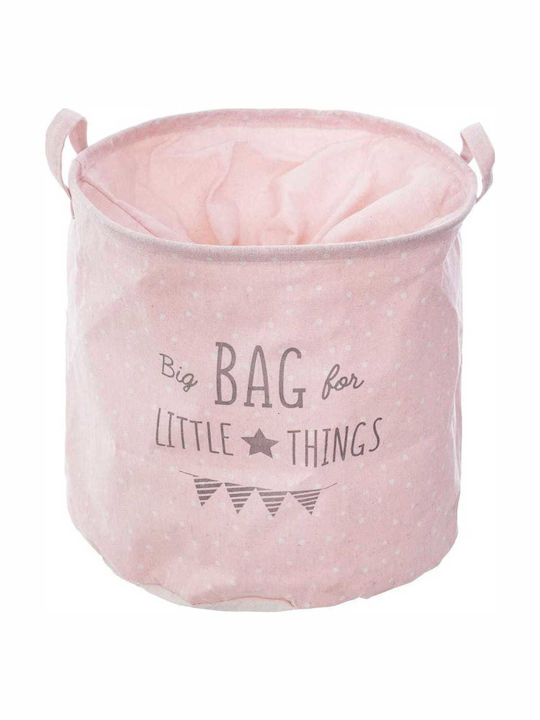 Atmosphera Kids Fabric Laundry Basket Big Bag For Little Things Pink 38x38cm