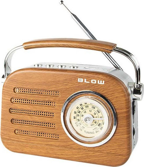 Blow 3RA1 Φορητό Ραδιόφωνο Επαναφορτιζόμενο με Bluetooth και USB Καφέ