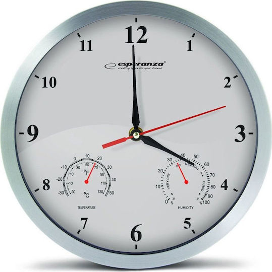 Esperanza Washington Silent Wall Clock Plastic White Ø30cm