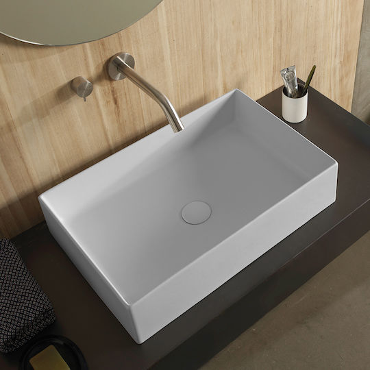 Scarabeo Teorema Επικαθήμενος Νιπτήρας Πορσελάνης 60x40x14cm White Matt Scarabeo Teorema Επικαθήμενος Νιπτήρας Πορσελάνης 60x40x14cm White Matt